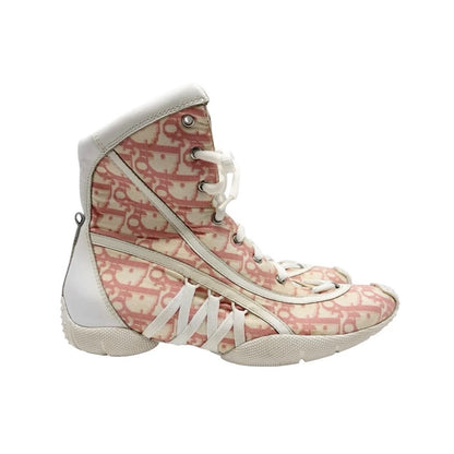 Christian Dior Vintage Trotter Monogram High-top Sneakers #37 Pink White 902257
