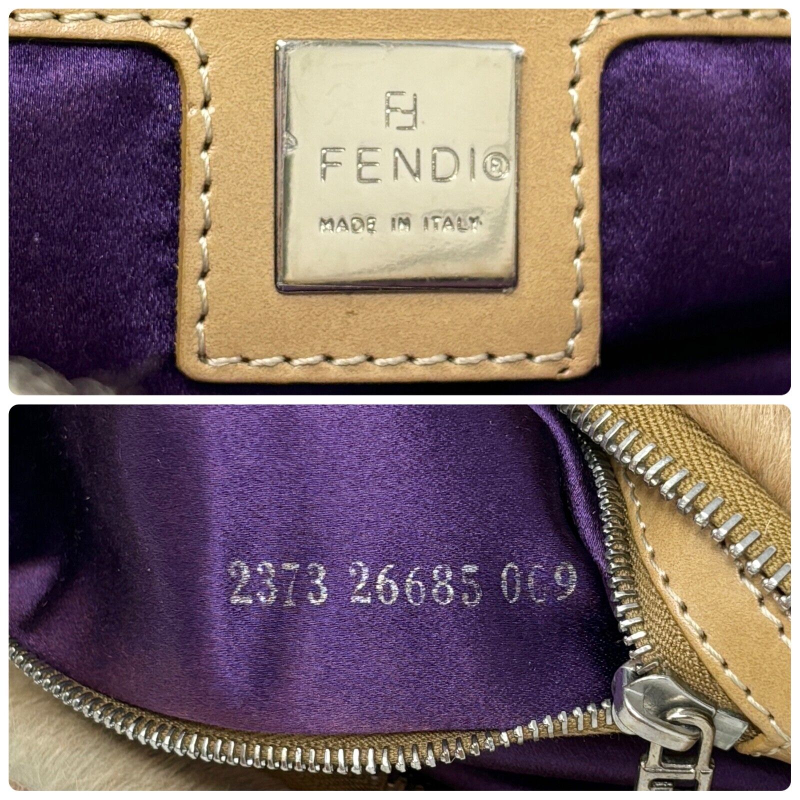 FENDI Vintage FF Logo Crossbody Bag Shoulder Bag Multicolor Calf Hair Rank AB