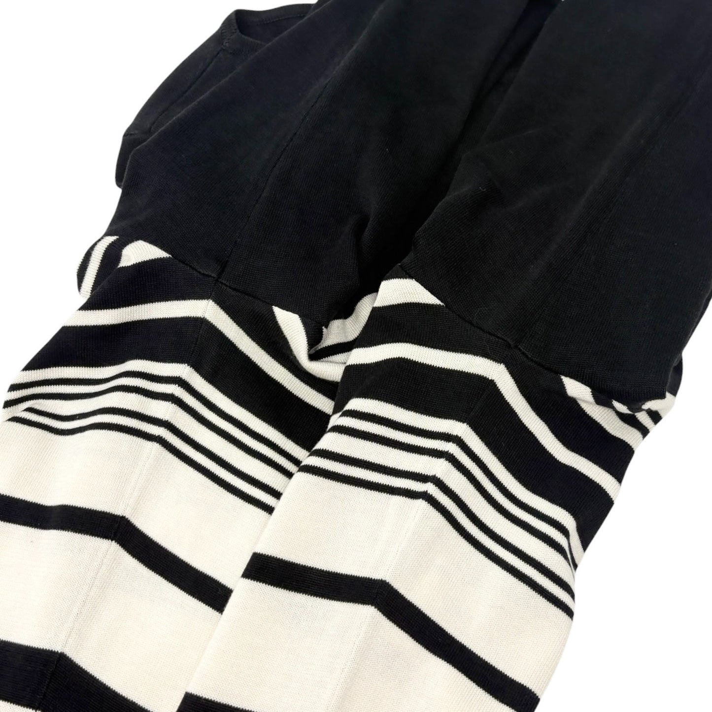 CHANEL Vintage 98P CC Logo Strip Knit Shirt Top #36 Long Sleeve Black 901887