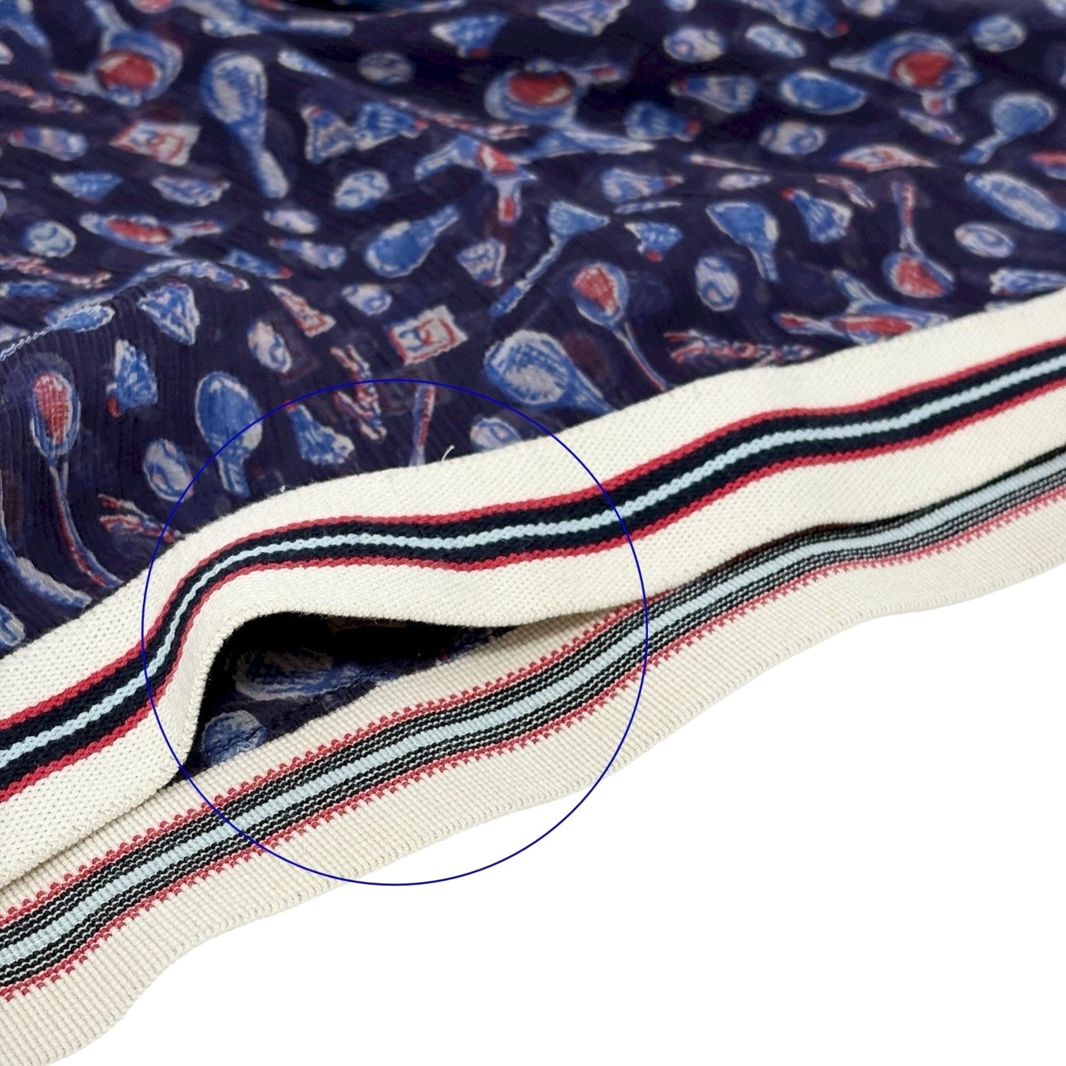 CHANEL Sport Vintage 06P Polo Shirt Top #34 Blue White Silk V-Neck Tennis