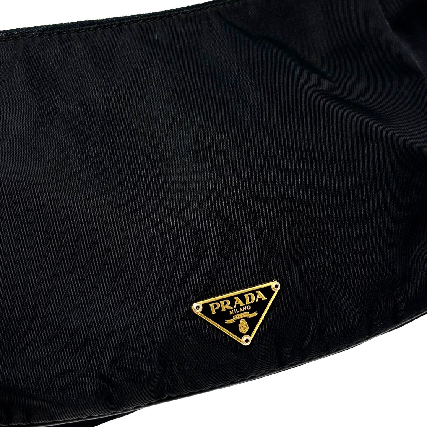 PRADA Vintage Mini Shoulder Nylon Bag Handbag Pochette Black Silver Logo 902252