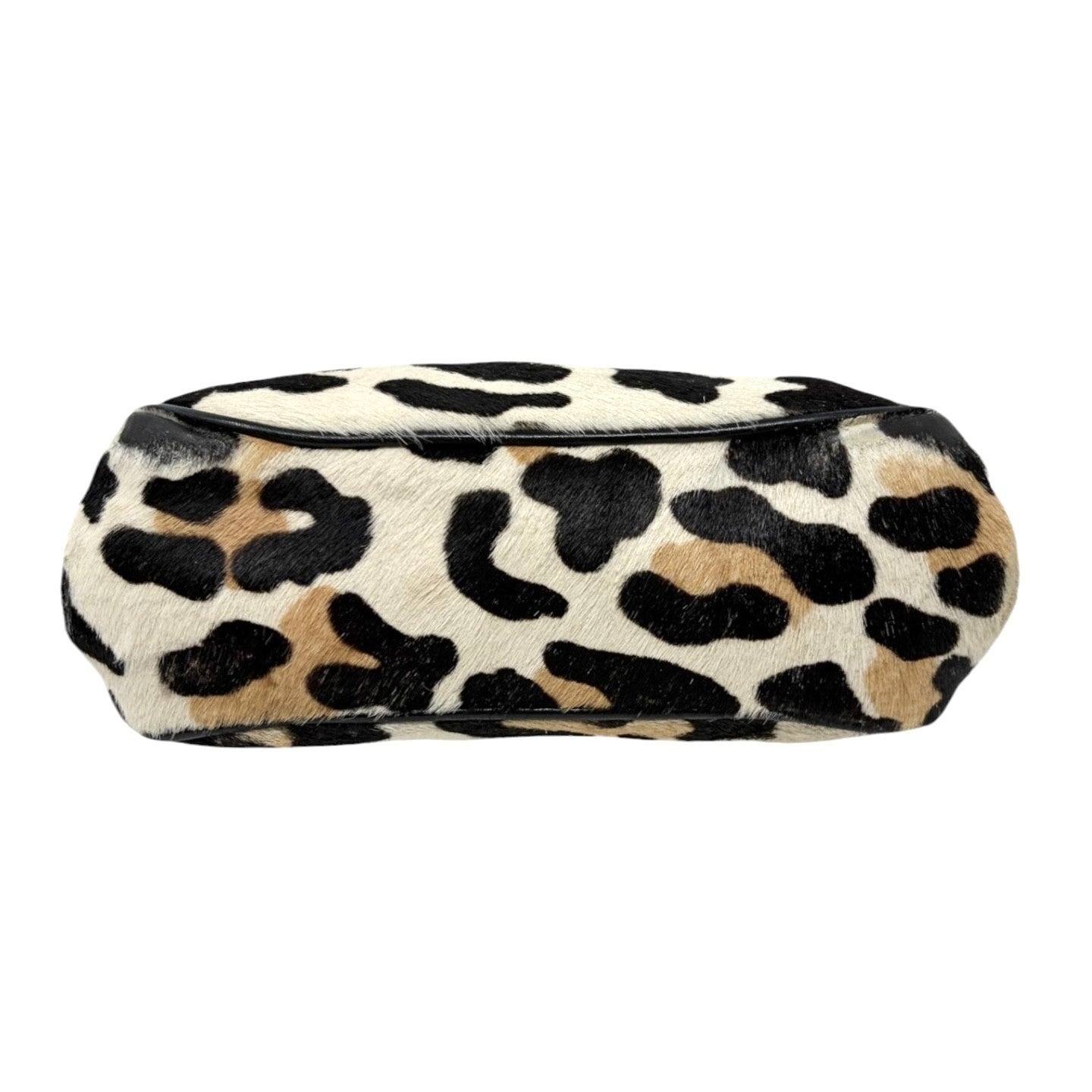 PRADA Vintage Logo Leopard Wallet Coin Purse Beige Black Pony Calf Hair 901841