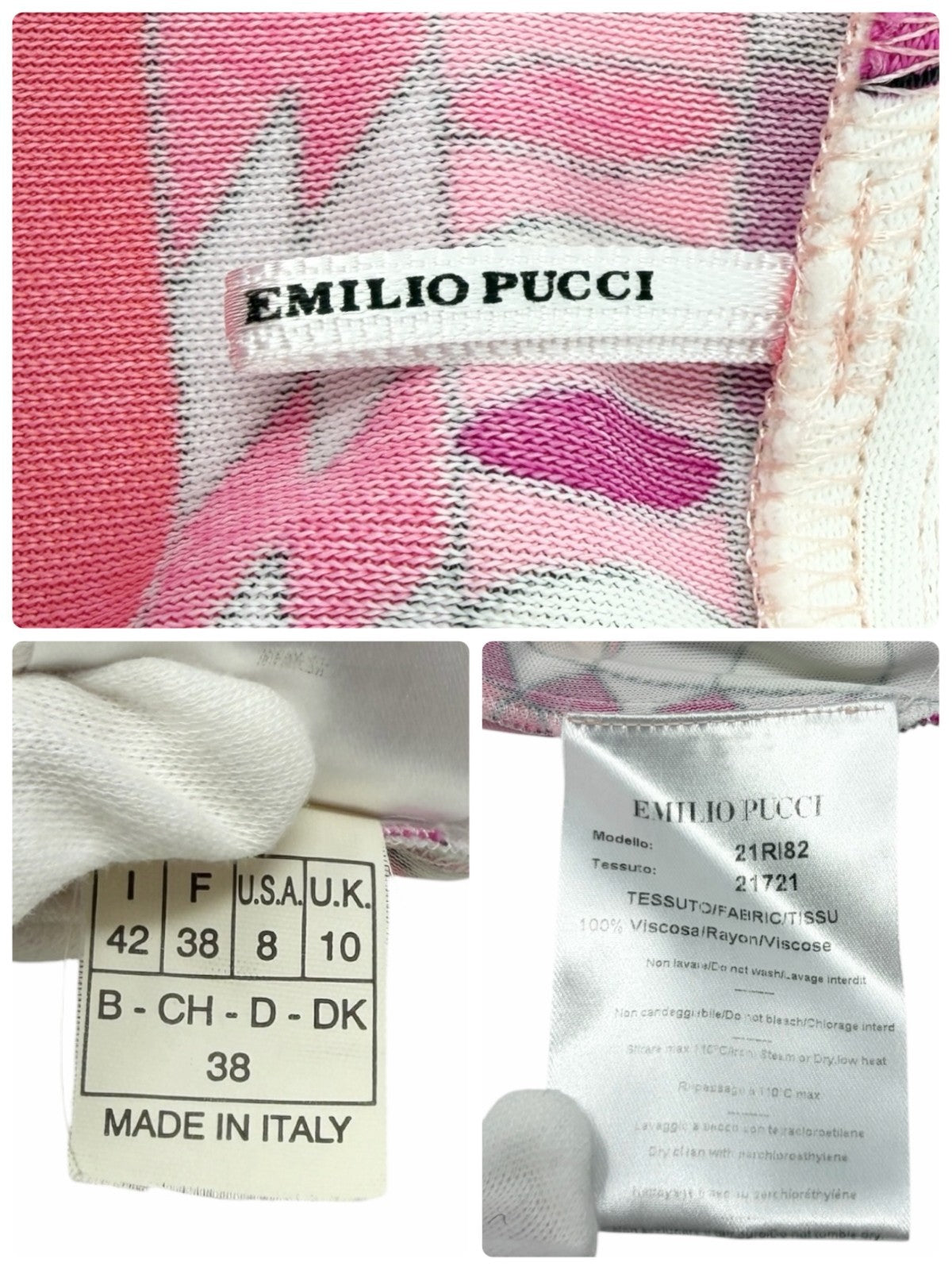EMILIO PUCCI Vintage Mini Dress One-Piece #38 Pink Multicolor Rayon 901858
