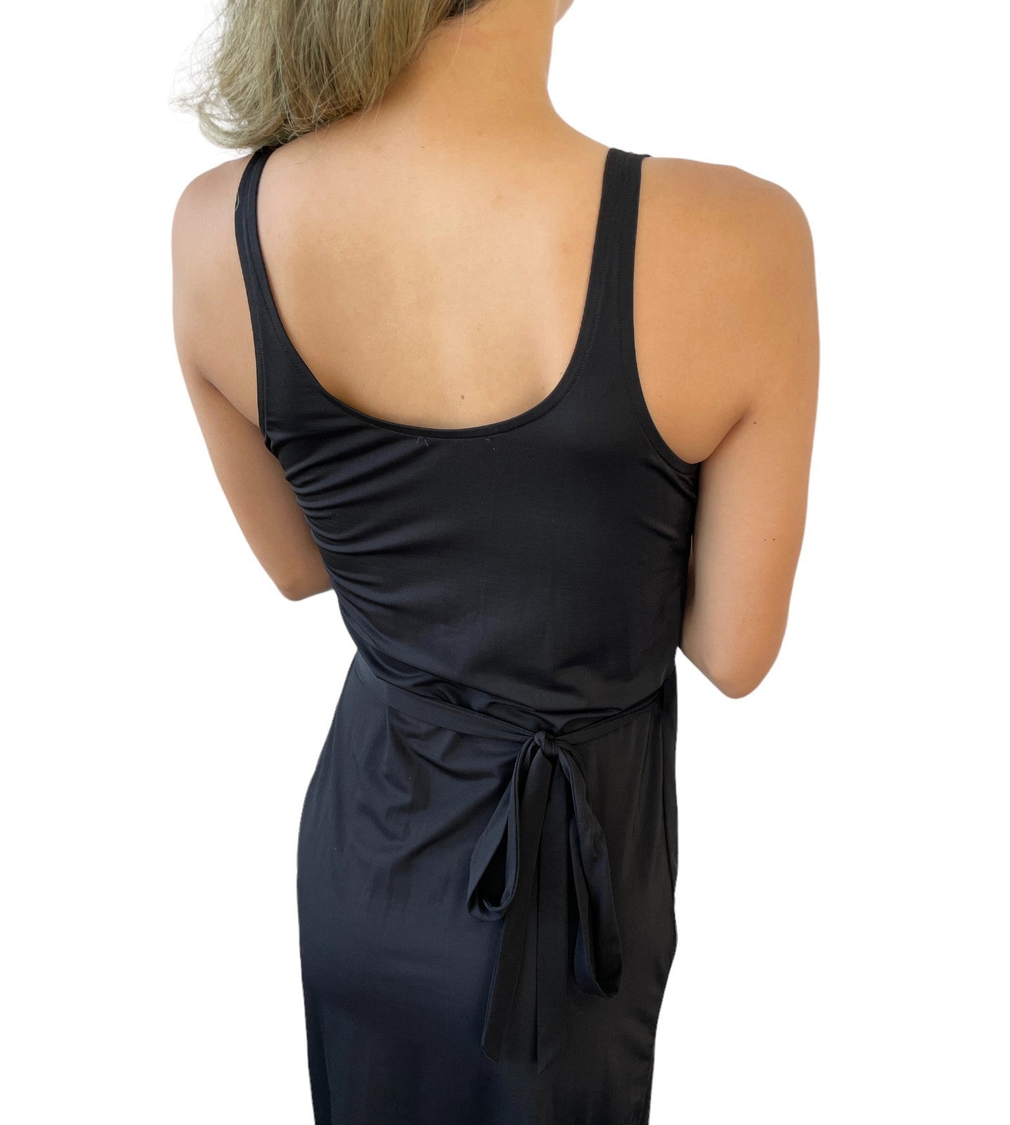 FENDI Vintage FF Logo Sleeveless Dress One-piece #42 Black Silver Nylon 901809