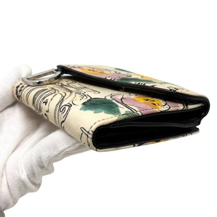 Christian Dior Vintage Paris Motif Art Sketch Saddle Wallet Multicolor 902356