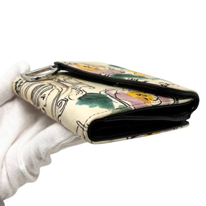 Christian Dior Vintage Paris Motif Art Sketch Saddle Wallet Multicolor 902356