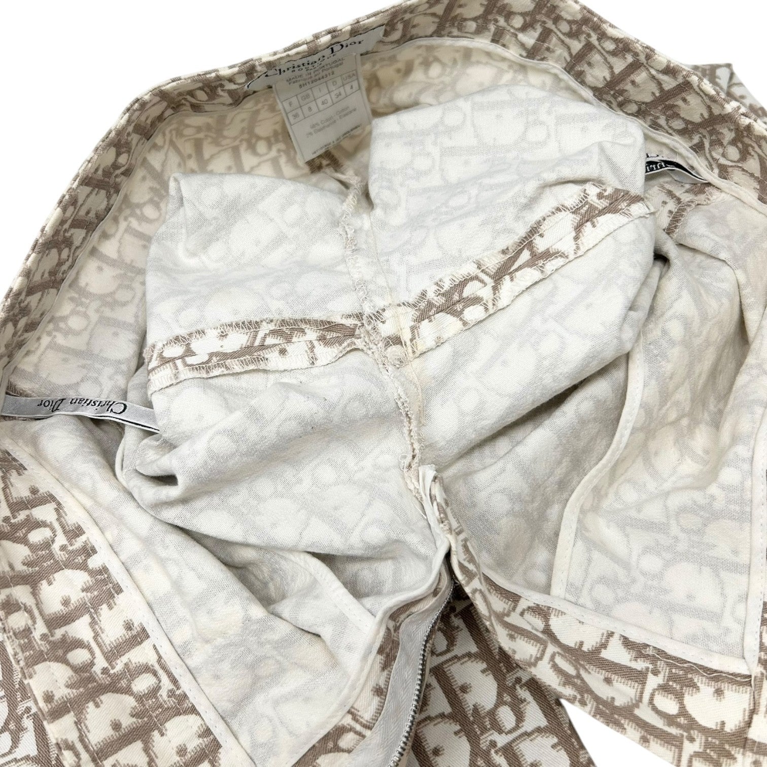 Christian Dior Vintage 2005 Trotter Monogram Pants Bottoms Zip #36 Brown Cotton