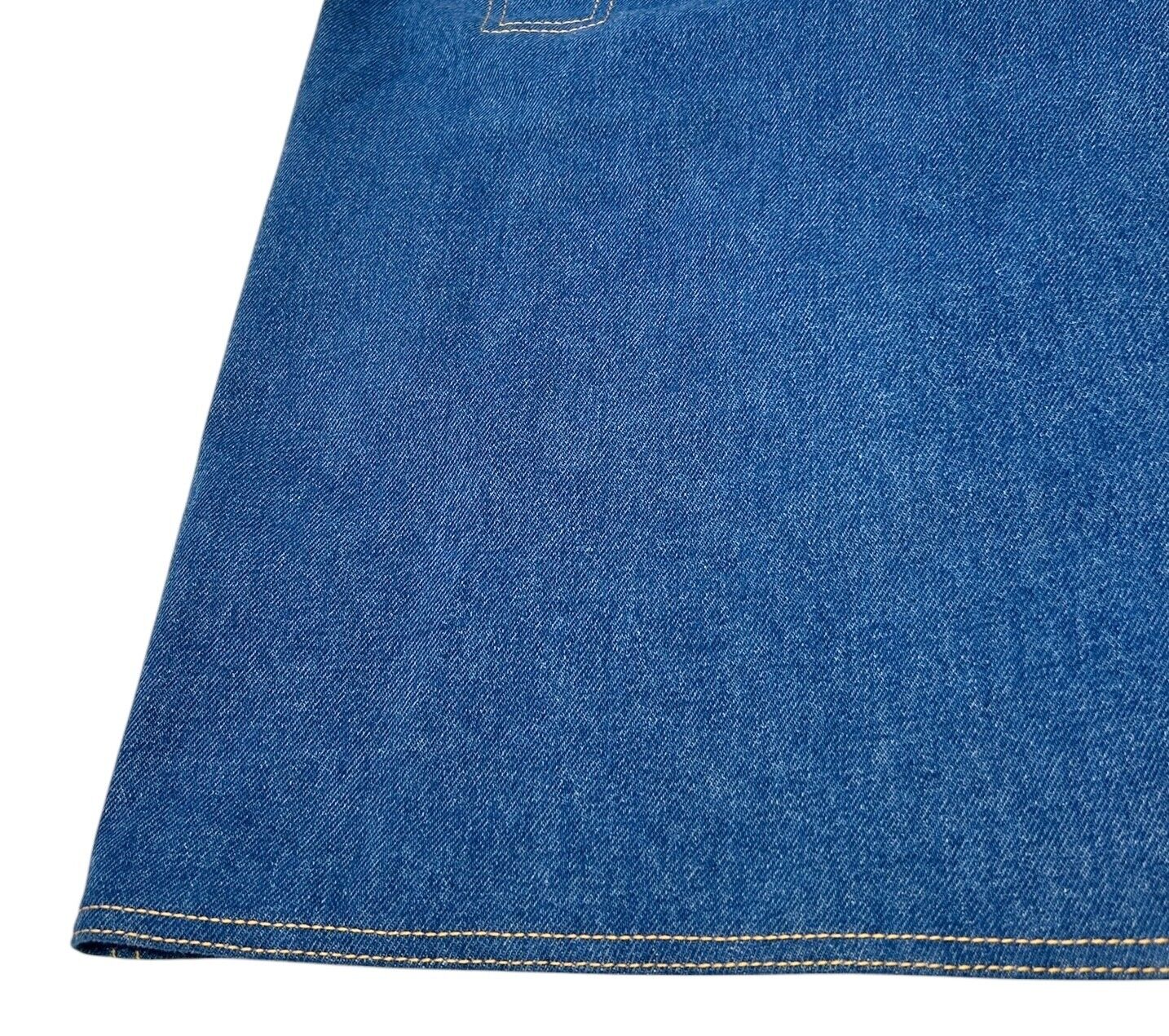 CHANEL Vintage P03207 CC Mark Logo Denim Skirt #36 Blue Gold Cotton Button