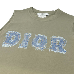 Christian Dior Vintage Logo Denim Print Tank Top #38 Khaki Cotton Rank AB