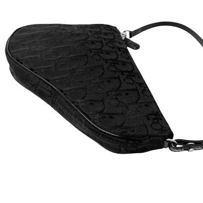Christian Dior Vintage Trotter Monogram Mini Saddle Bag Black Canvas 902264