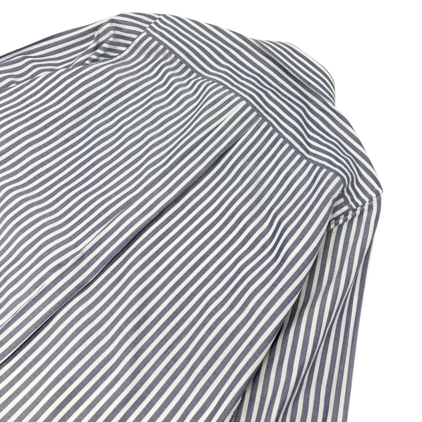 CELINE Triomphe Logo Stripe Button Up Shirt Long Sleeve #36 Blue White Cotton