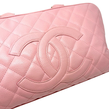 CHANEL Vintage Bic CC Logo Timeless Quilted Leather Boston Bag Pink 902272