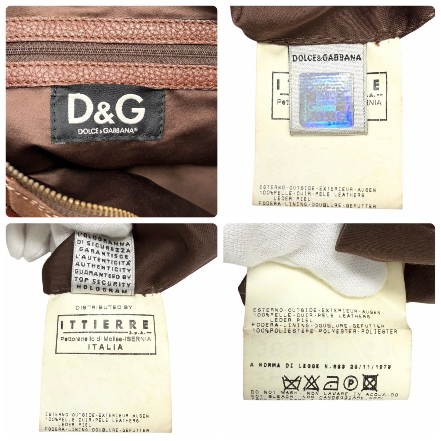 DOLCE&GABBANA Vintage DG Logo Fur Tote Shoulder Bag Brown Beige Suede 902426