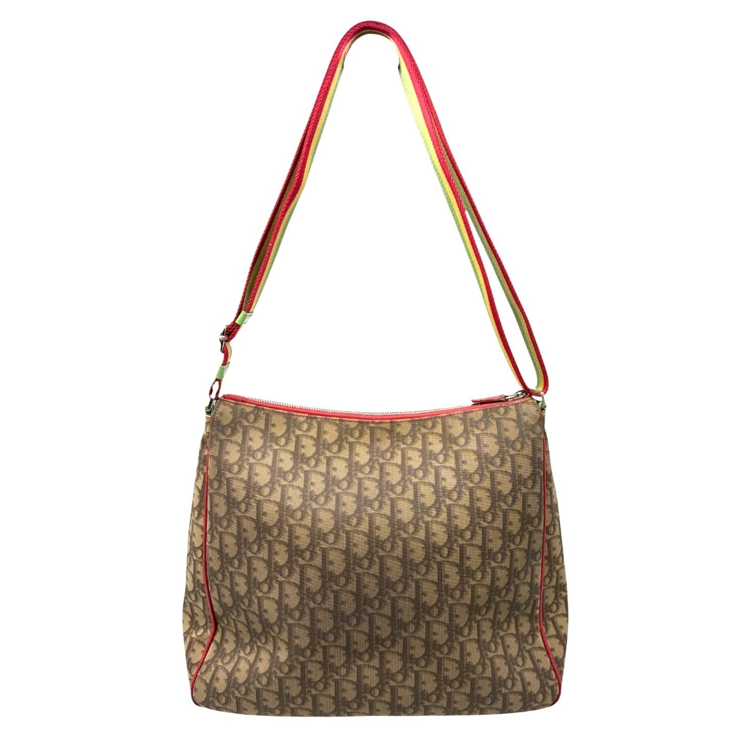 Christian Dior Vintage Rasta Trotter Monogram Crossbody Bag Beige PVC No