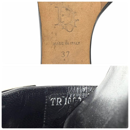 Christian Dior Vintage Trotter Monogram Sandals Heels #37 Black Silver 902027