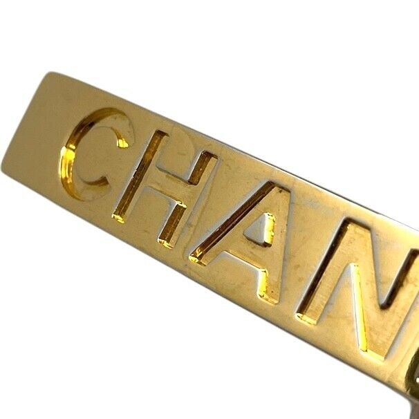 CHANEL Vintage 97A CC Mark Logo Gold Medium Barrette Hair Accessory Metal