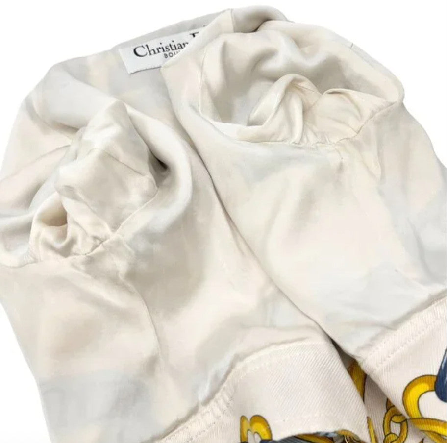 Christian Dior Vintage 2000 Spring Jacket Skirt Set #38 #40 Cream Gold Silk