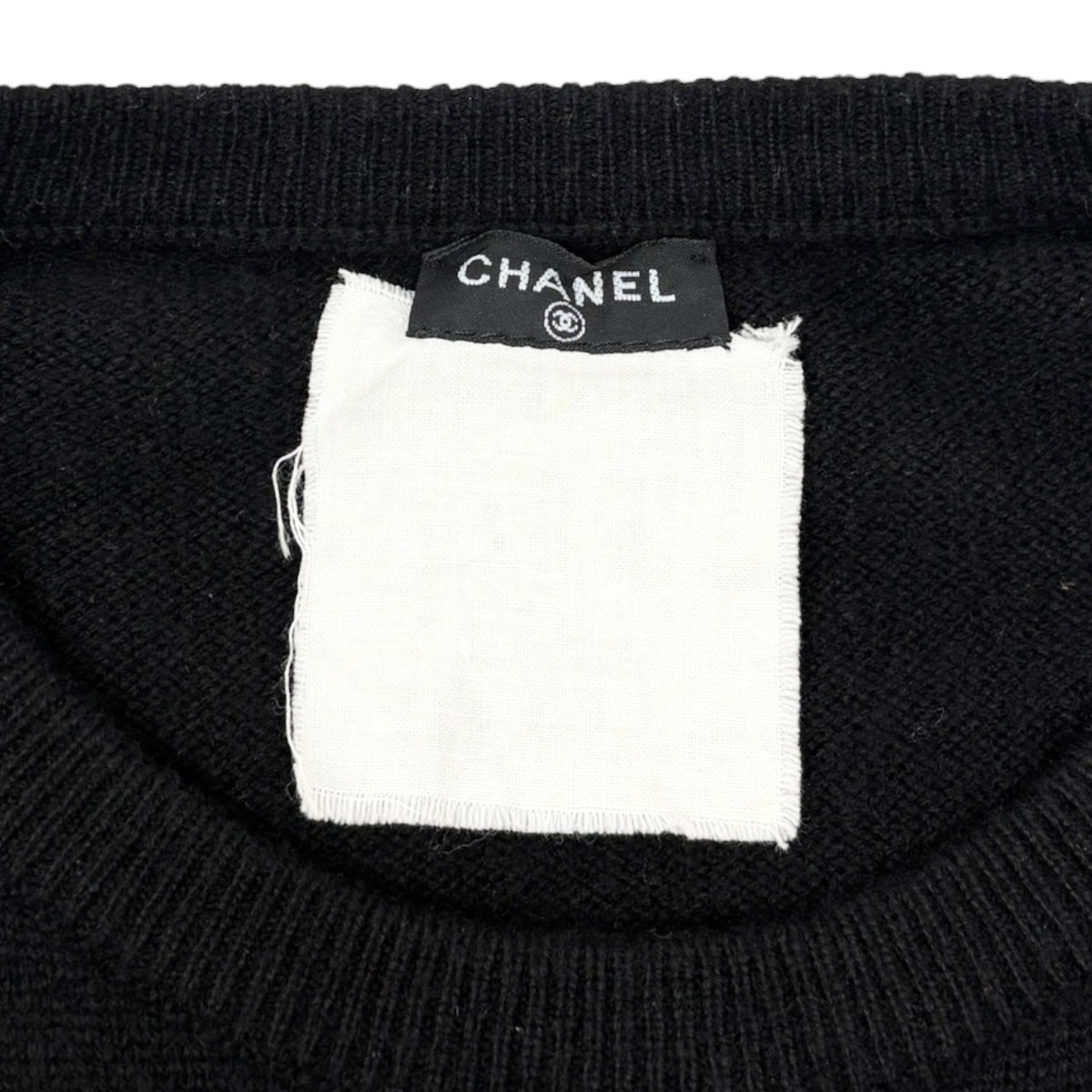 CHANEL Vintage 94A CC Logo Cashmere Pocket Knit Sweater Top Black 902809