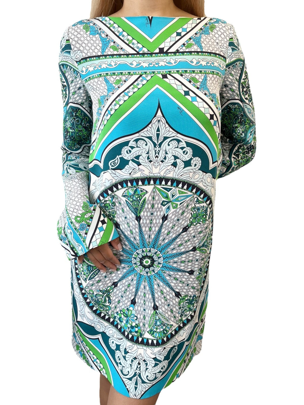 Emilio Pucci Vintage Logo Dress One-Piece #34 Multicolor Blue