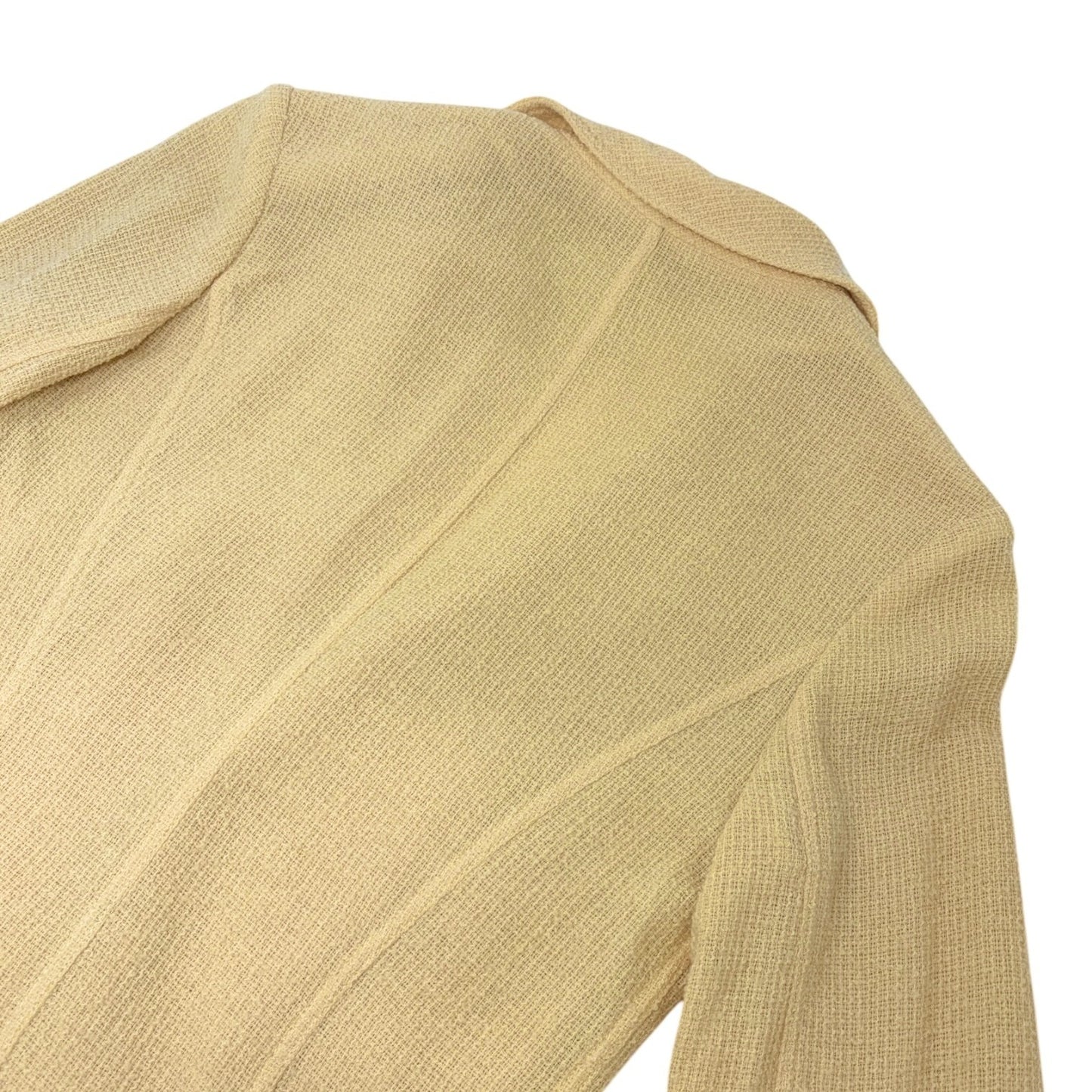 CHANEL Vintage 1994 CC Logo Tweed Collared Jacket #34 Yellow Gold Button Wool