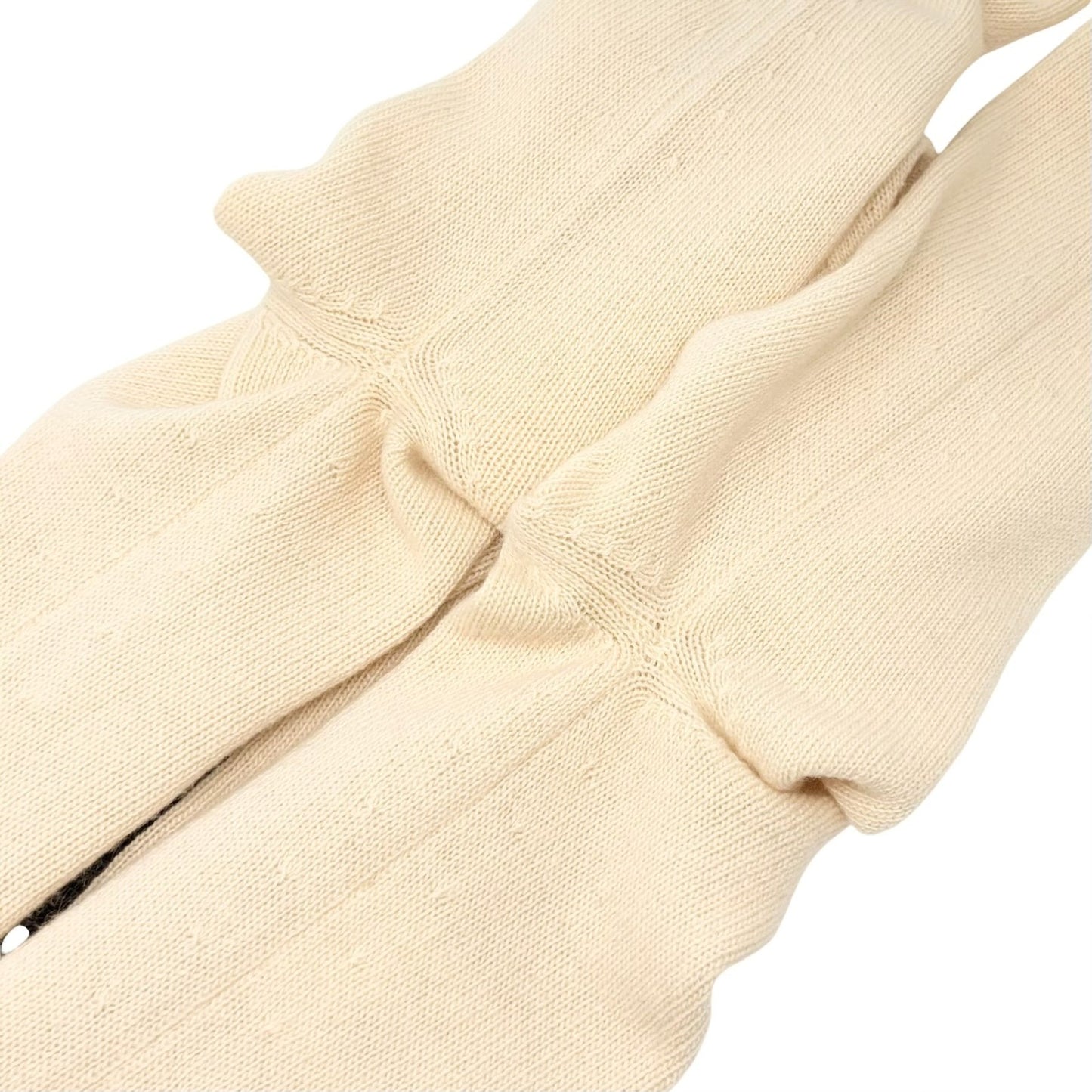 CHANEL Vintage 02A CC Cashmere Knit Cardigan Sweater Top #38 Cream 901825