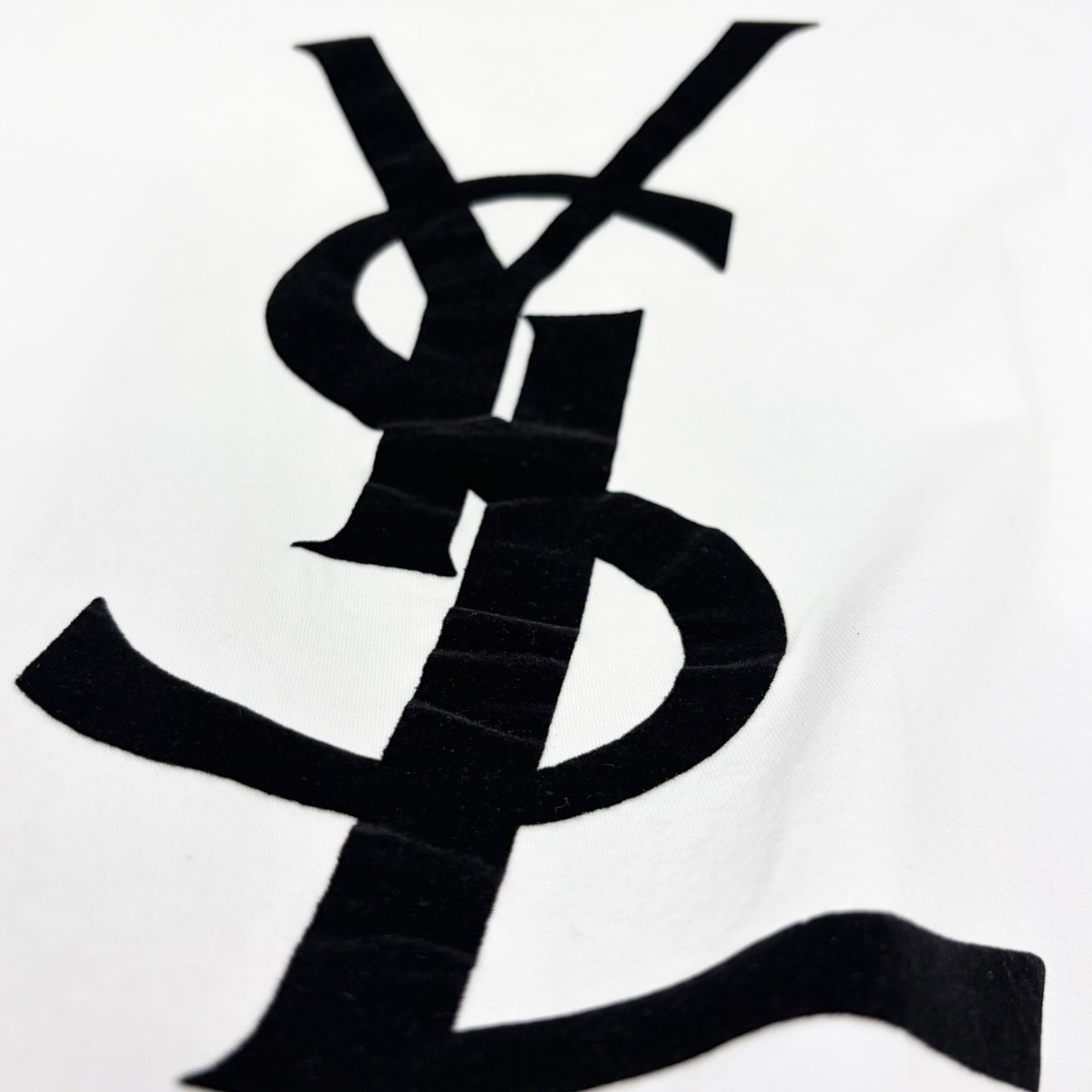 Yves Saint Laurent Vintage Logo Knit Top T-shirt #L White Black Cotton 902087