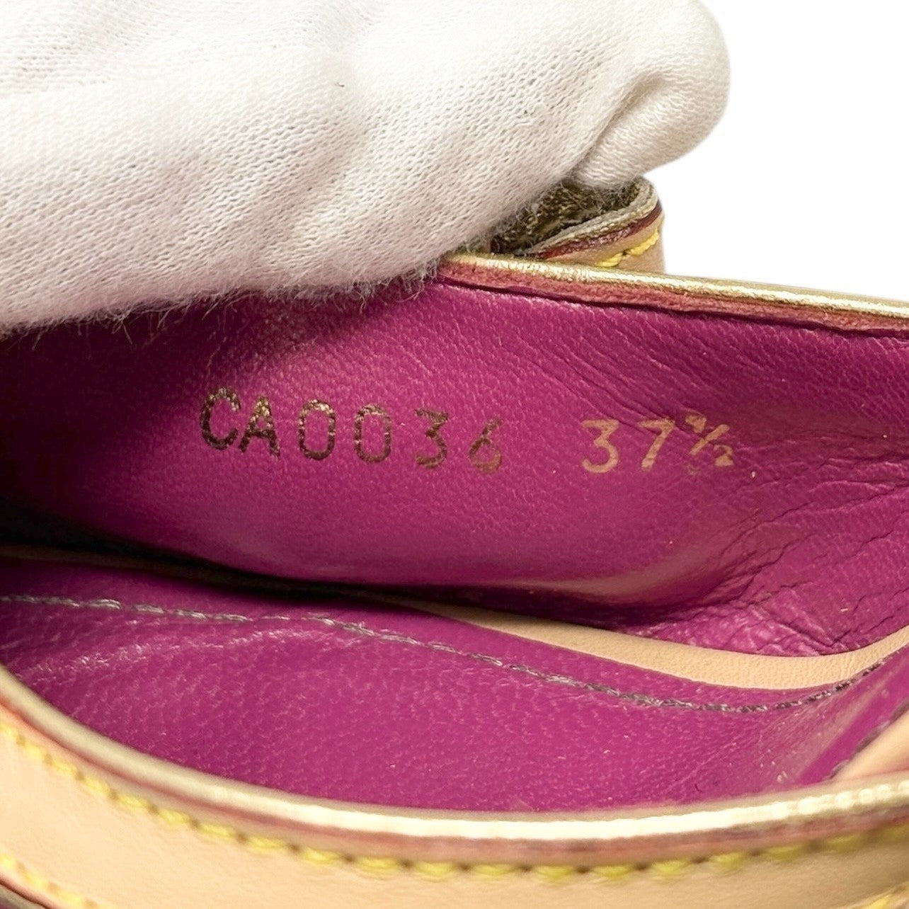 LOUIS VUITTON Vintage LV Logo Monogram Sandals #37.5 Pink Beige Canvas