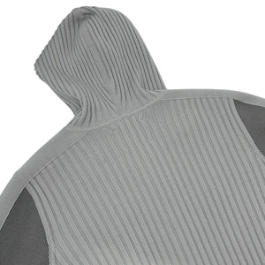 CHANEL Sport Vintage 04A CC Logo Zip Hoodie Top #42 Jacket Gray White Wool