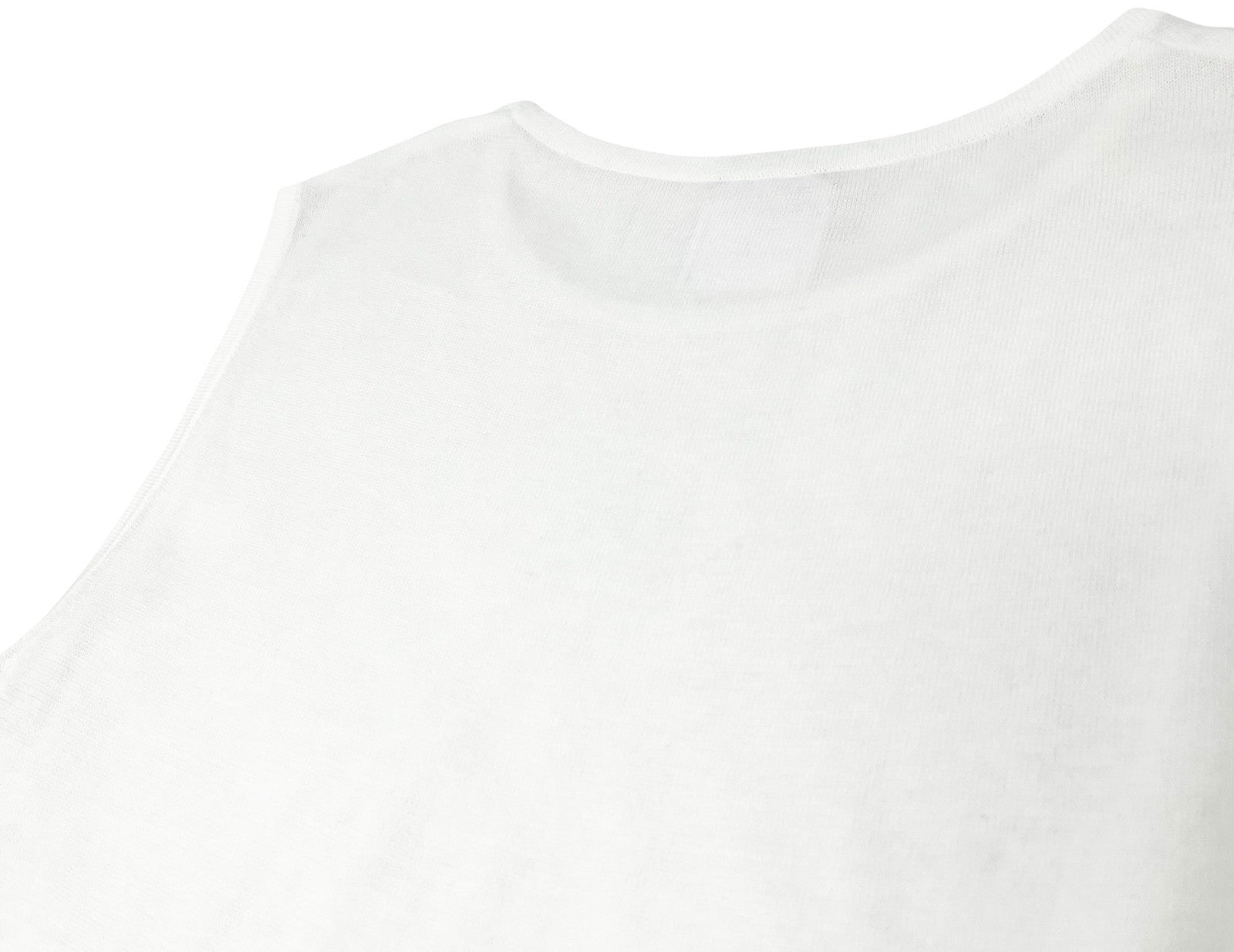 CHANEL Vintage 06P CC Logo Knit Tank Top #38 Pullover White Cotton