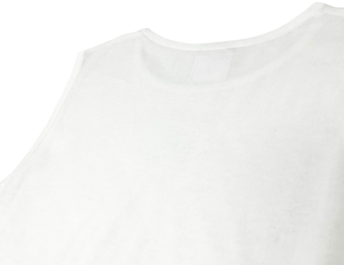 CHANEL Vintage 06P CC Logo Knit Tank Top #38 Pullover White Cotton