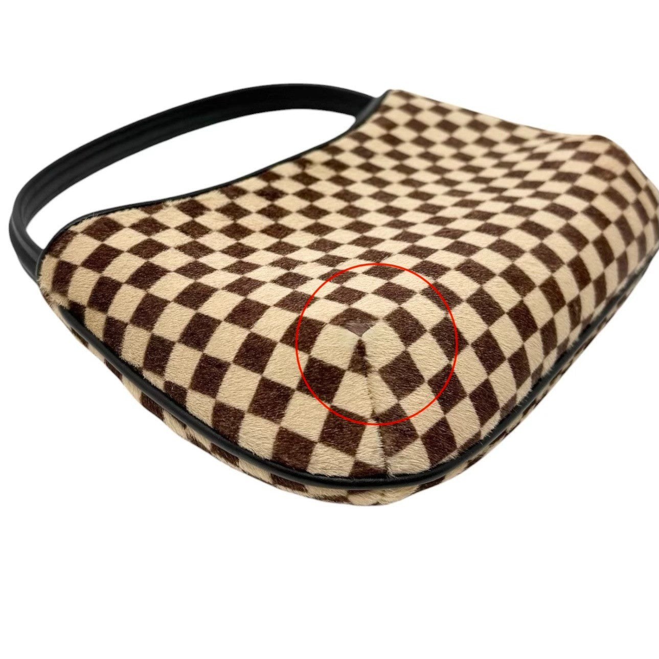 LOUIS VUITTON Vintage Damier Sauvage Tigre Pony Calf Hair Mini Bag Brown Beige