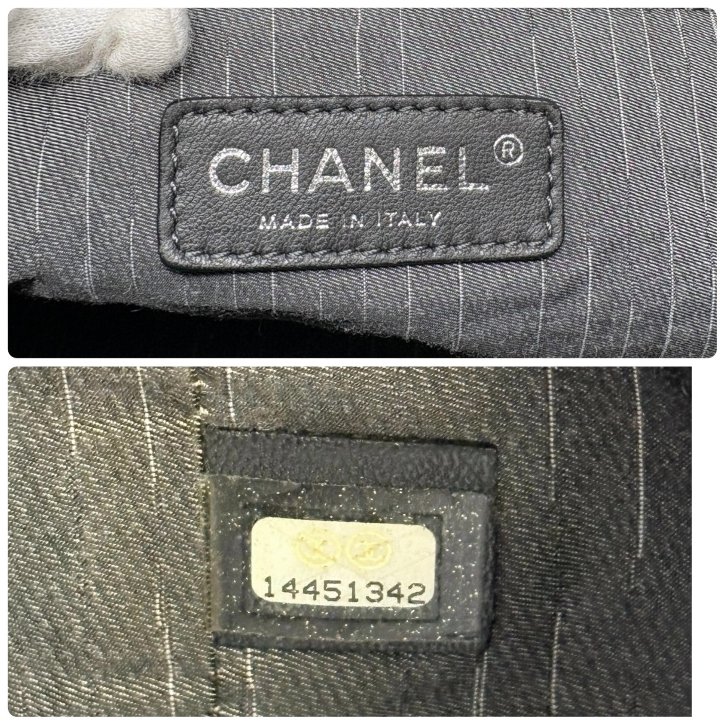 CHANEL Vintage Calfskin Leather Tote Shoulder Bag Black Distressed CC Stitch