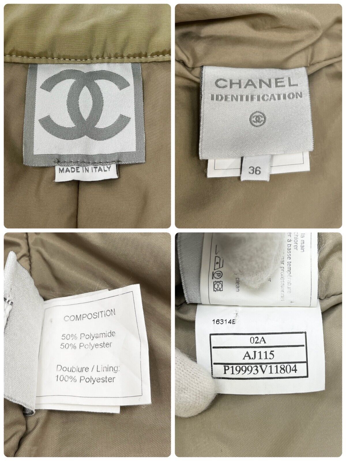 CHANEL Sport Vintage 02A CC Logo Pants #36 Snap Zip Beige Nylon Rank AB