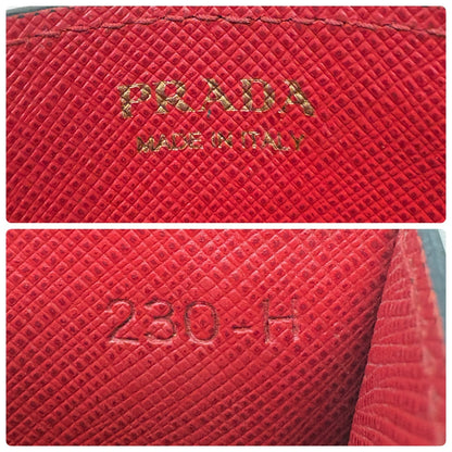 PRADA Vintage Triangle Logo Heart Wallet Card Holder Black Red Leather 902286