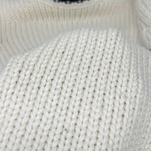 CHANEL Sport Vintage 08A CC Logo Turtleneck Sweater Top #34 White Black Wool