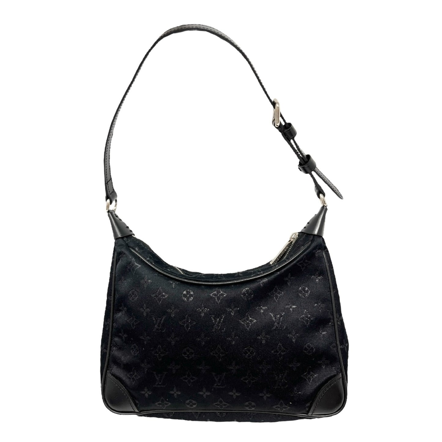 LOUIS VUITTON Vintage LV Monogram Little Boulogne Mini Shoulder Bag Black Satin