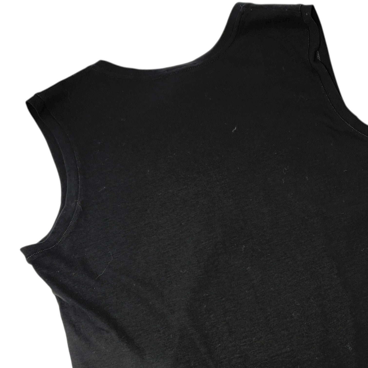 CHANEL Vintage P41320 V-neck Tank Top #38 Pullover Sleeveless Cotton Black