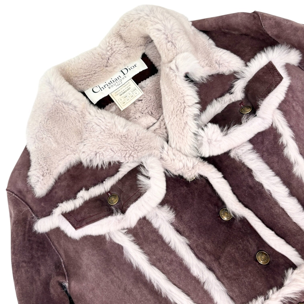 Christian Dior Vintage 2000 Cropped Fur Jacket #38 Dark Purple Suede 902361