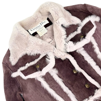 Christian Dior Vintage 2000 Cropped Fur Jacket #38 Dark Purple Suede 902361
