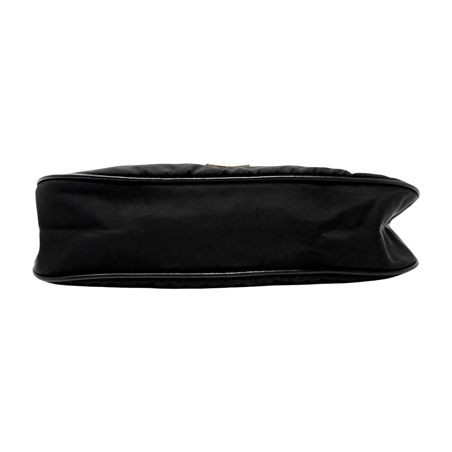 PRADA Vintage Mini Shoulder Nylon Bag Handbag Pochette Black Gold Logo