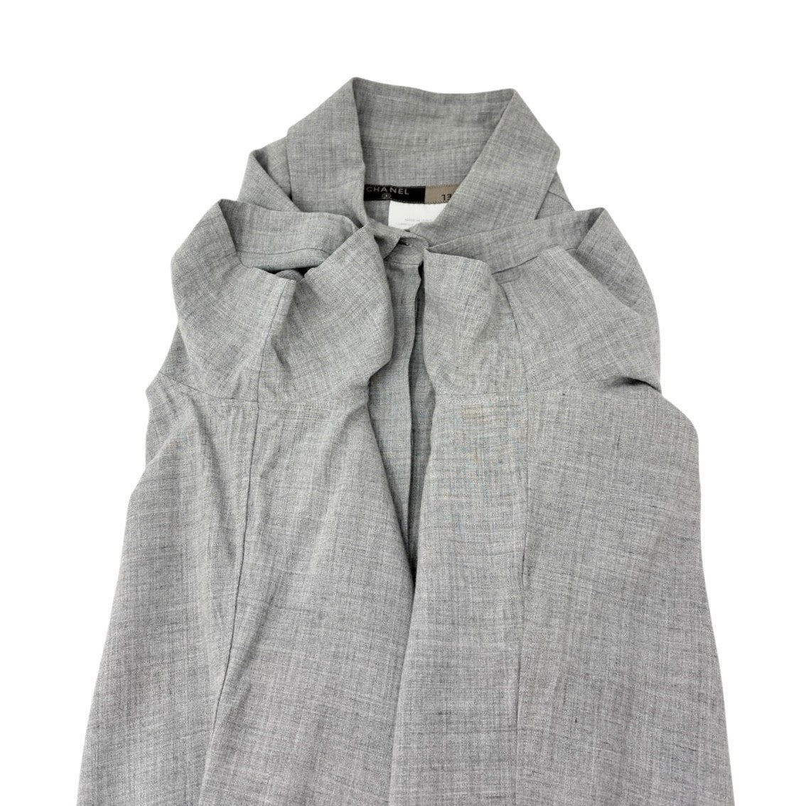 CHANEL Vintage 99P CC Logo Short Sleeve Shirt Blouse Pocket #38 Gray Rayon