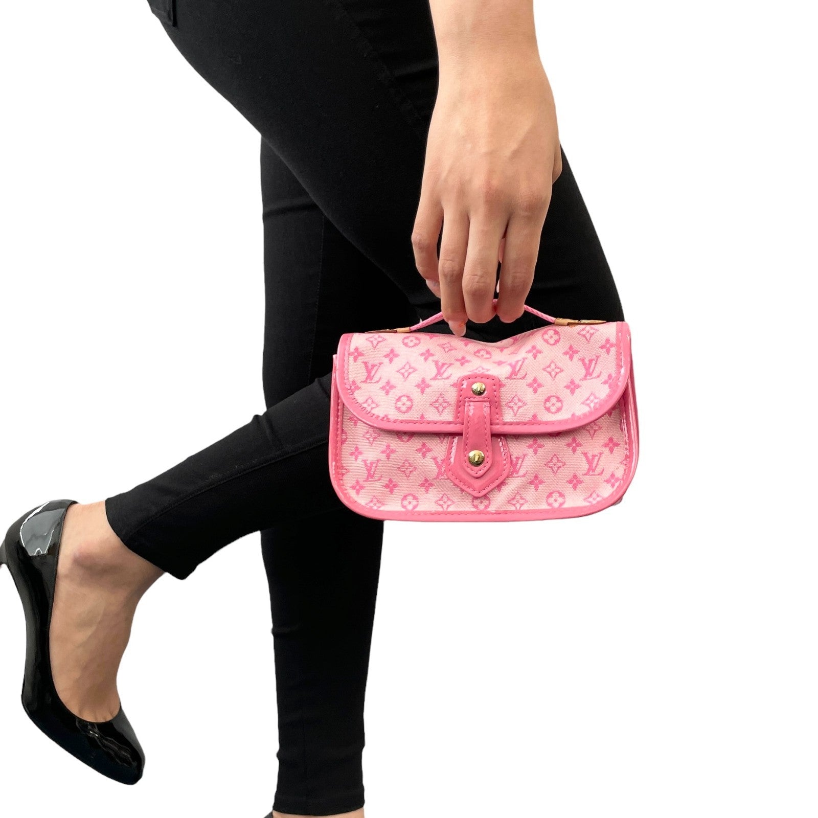 LOUIS VUITTON Vintage Monogram Mini Lin Trousse Mary Kate Pochette Bag Pink