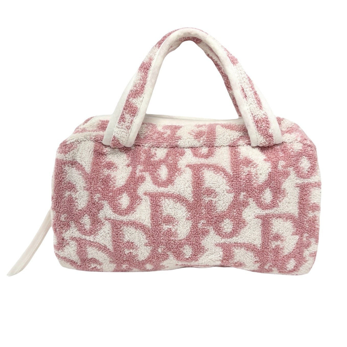 Christian Dior Vintage Trotter Monogram Terry Cloth Mini Bag Pink White 902581