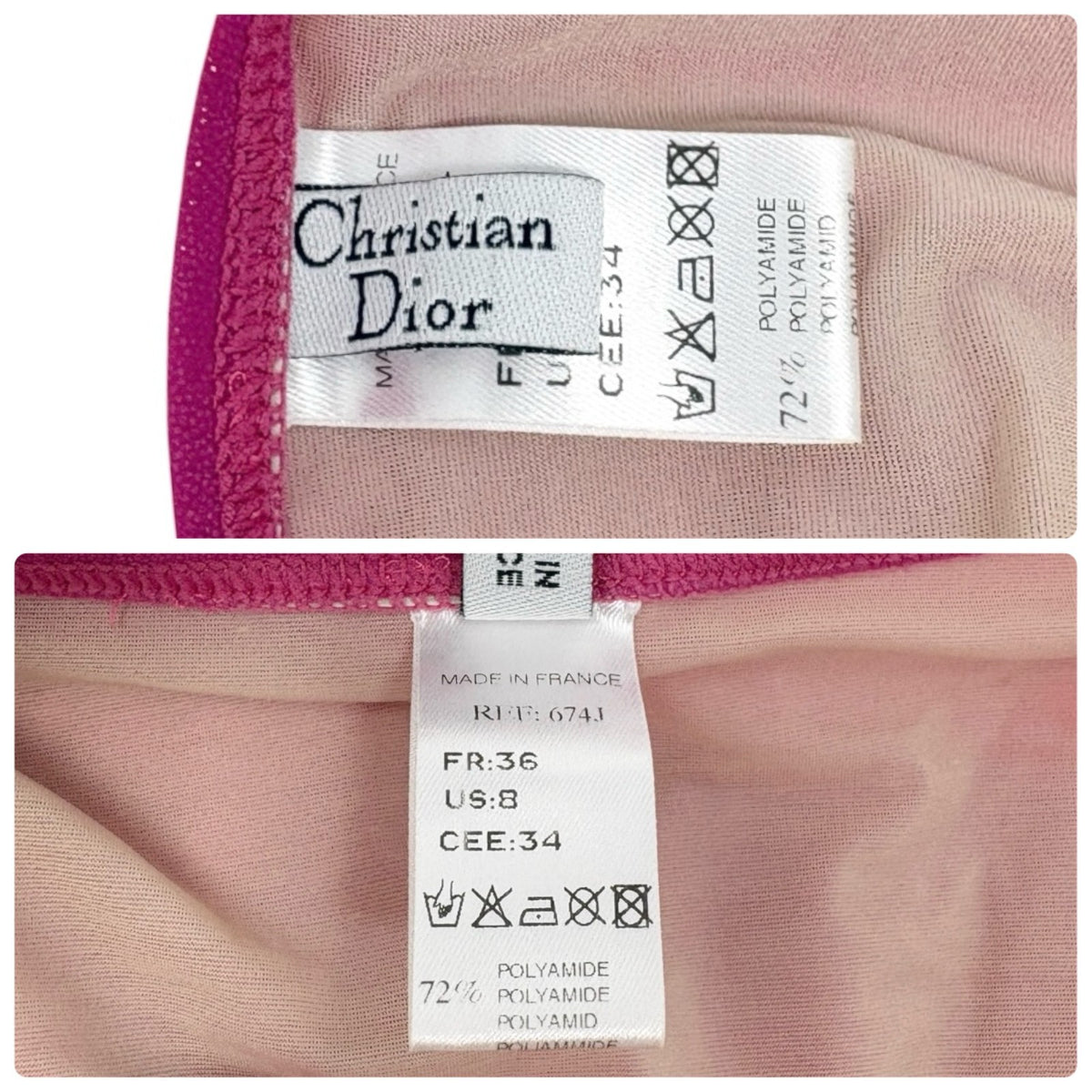 Christian Dior Vintage Logo Gold Chain Bikini Swimwear #36 Pink Nylon 901862