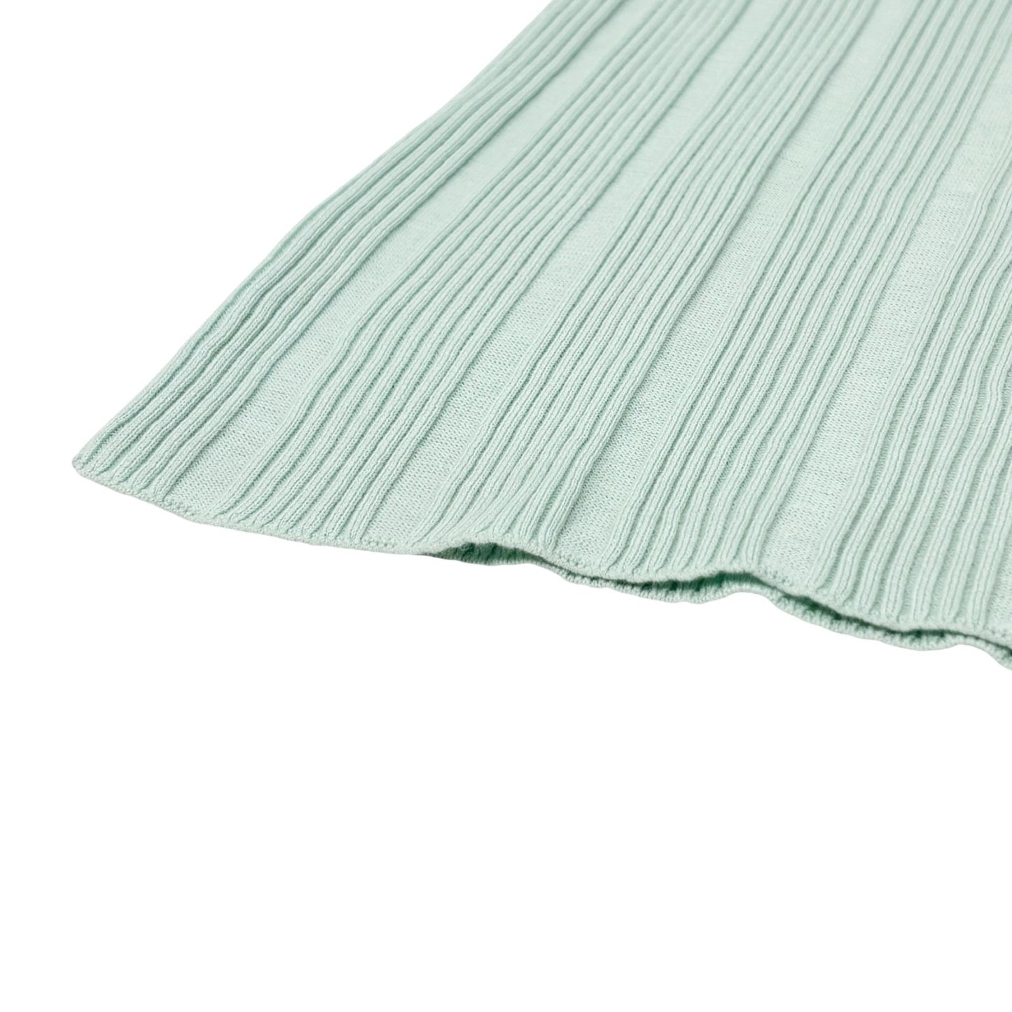 CHANEL Vintage 07P CC Logo Ribbed Tank Top #36 Sleeveless Button Mint Green
