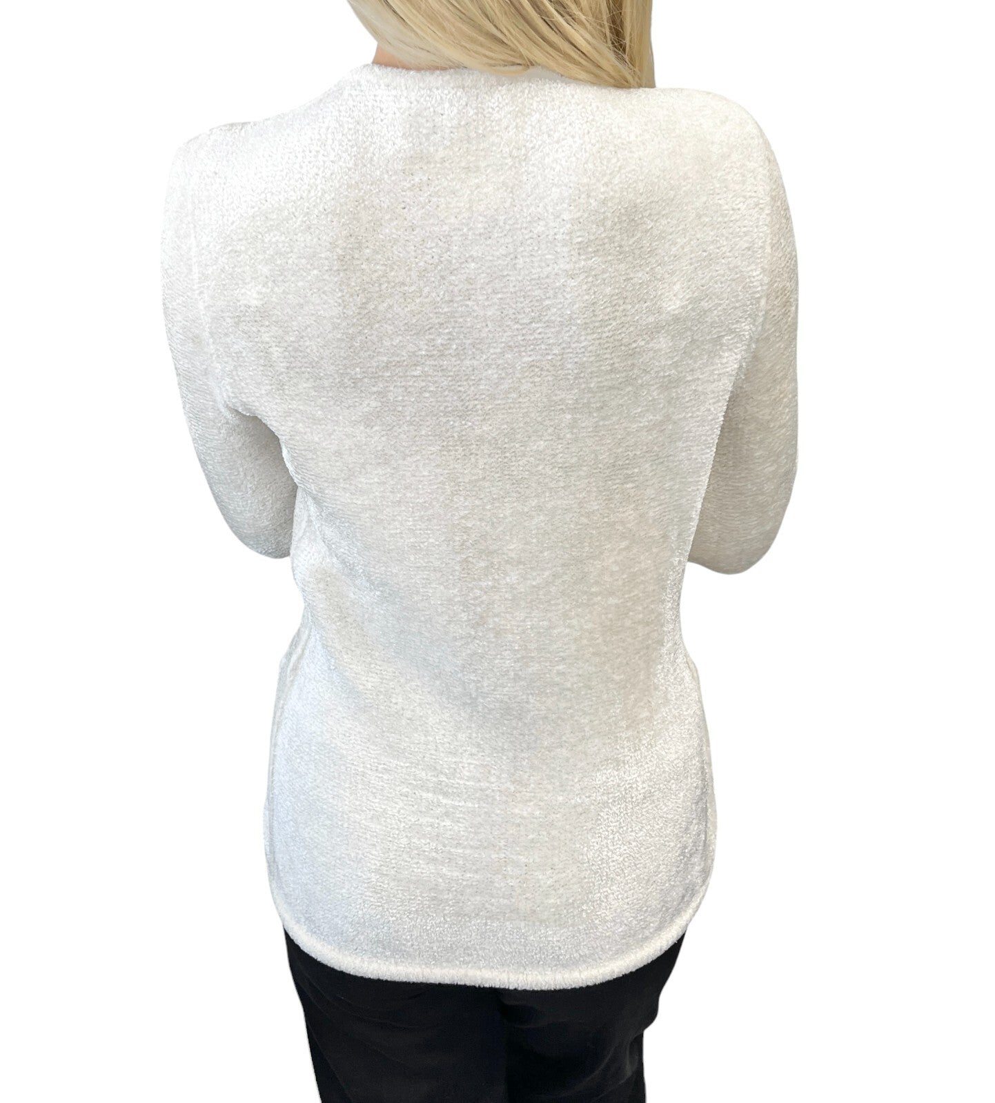 CHANEL Vintage 95A CC Mark Logo Velour Jacket #36 White Gold Viscose Cardigan