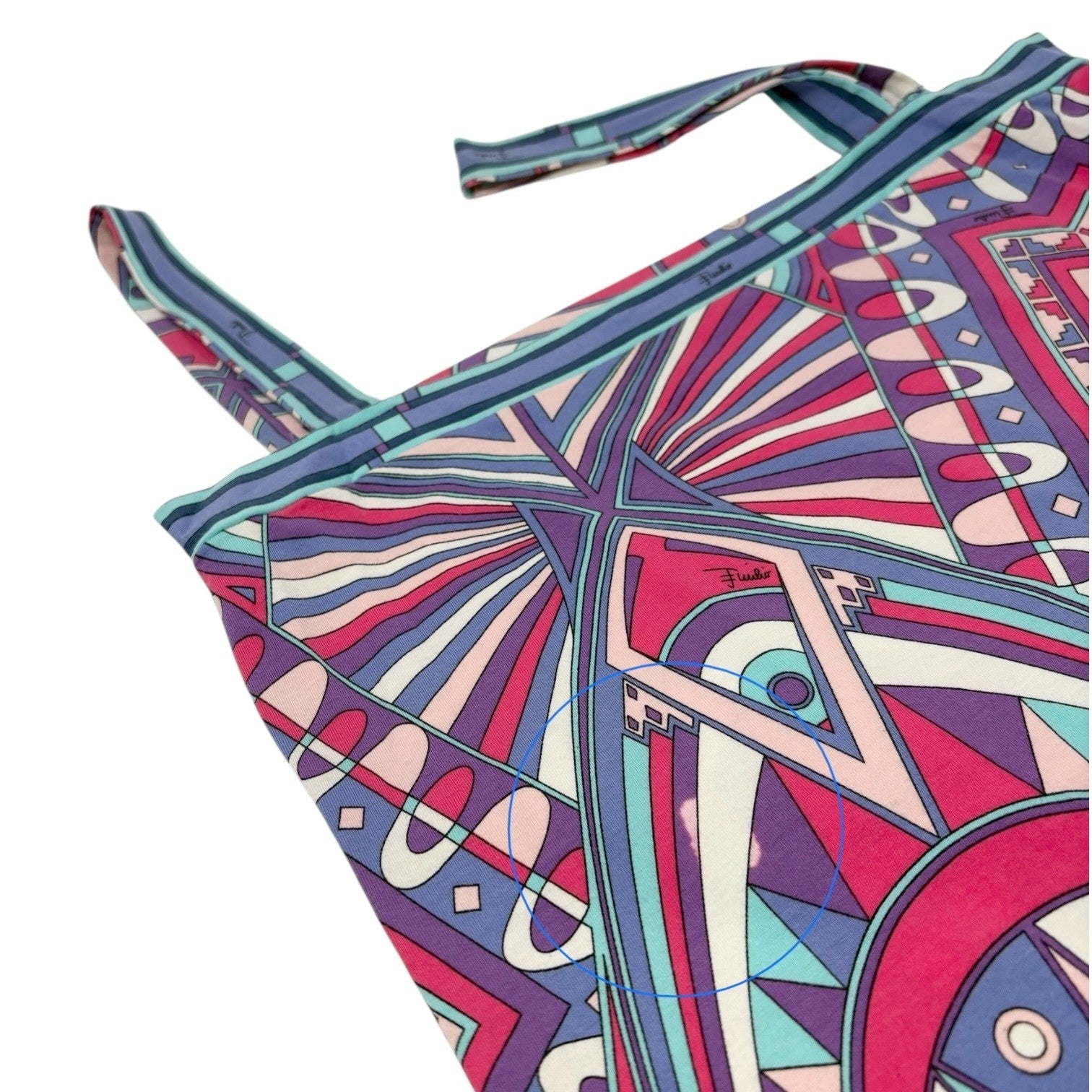 EMILIO PUCCI Vintage Logo Vivara Multicolor Camisole Dress #38 Blue Cotton