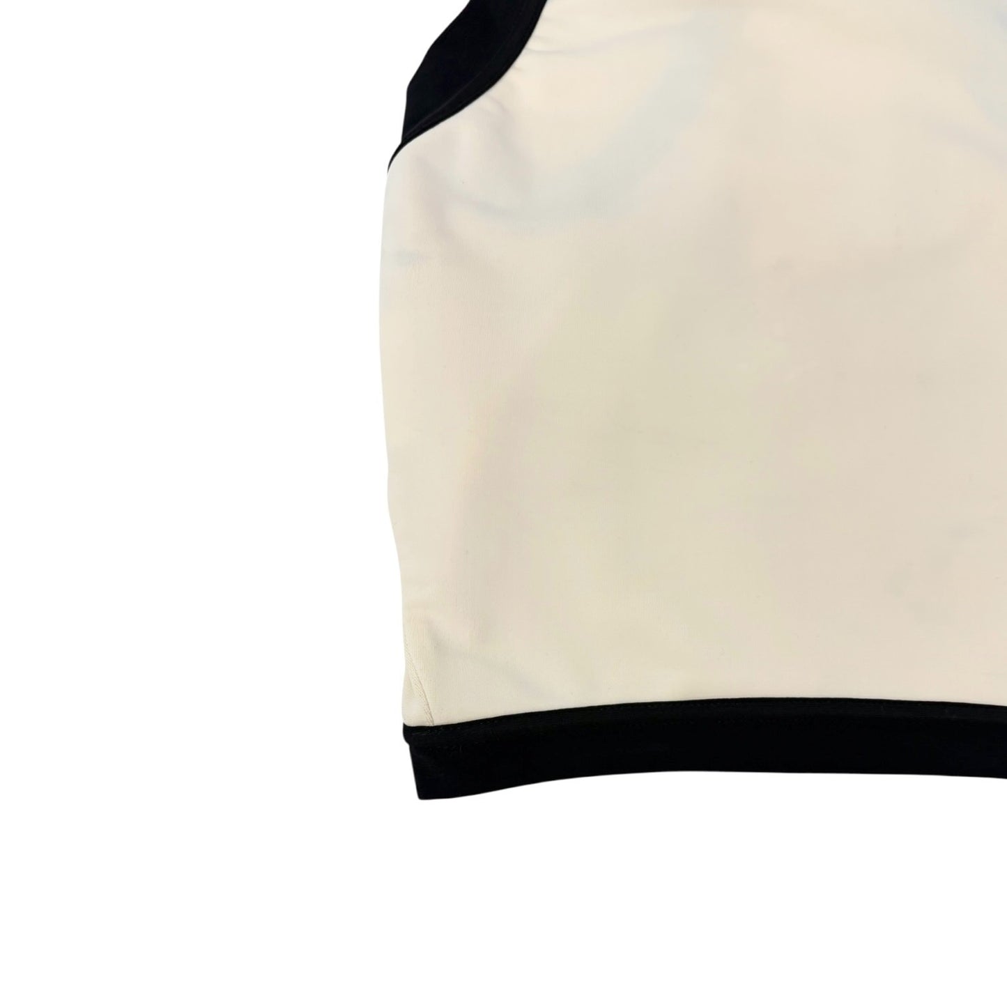 CHANEL Vintage CC Logo Spandex Cropped Tank Top #38 Cream Black Nylon