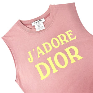 Christian Dior Vintage 2002 J'ADORE Logo Tank Top #38 Pink Yellow Sleeveless