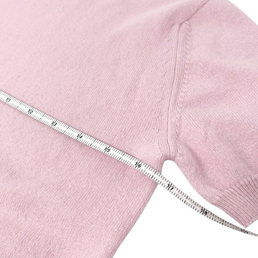 CHANEL Vintage 96C CC Mark Logo Knit Top T-shirt #38 Pink Cashmere Button